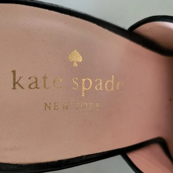 Kate Spade Bow Leather Open Peep Toe High Heel Wedge Dress Sandal Black Women 10 - Picture 4 of 13